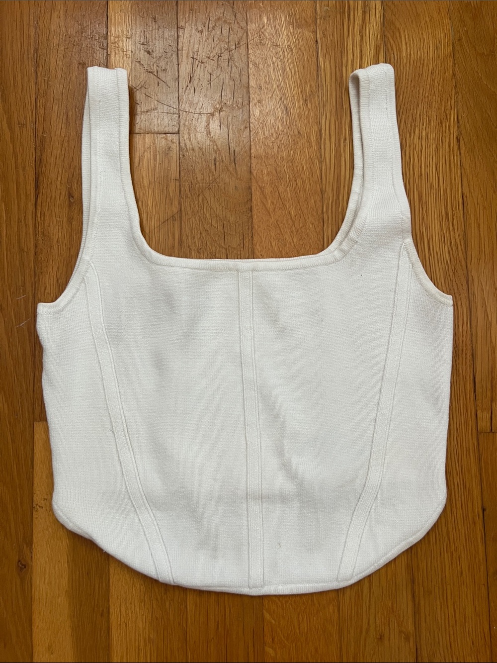 White Square Neck Corset Tank Top